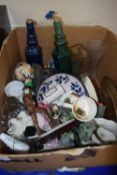 Box of various mixed house clearance ceramics and glass wares