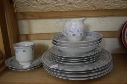 Ekco Internation Winsford pale blue and grey ceramics to include milk jug, dinner plates etc