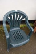Two plastic garden chairs
