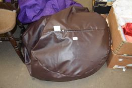 Large faux brown leather bean bag