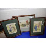 Three coloured framed cartoons