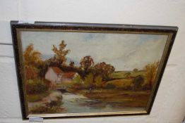 View of a cottage, oil on canvas, framed