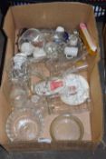 Box of assorted drinking and dessert glasses