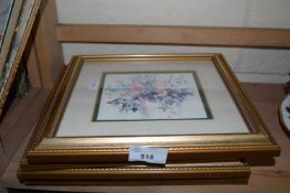 Four floral prints, framed and glazed