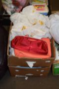 Two boxes of assorted textiles and linens