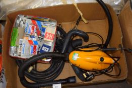 Dust Guppy hand held hoover together with battery charger, bulbs and other items