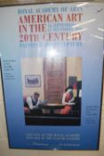 Royal Academy poster for American Art in the 20th Century, framed and glazed