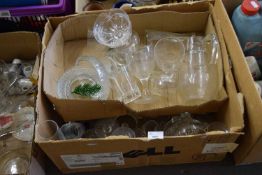 Quantity of assorted glass ware to include drinking glasses, jug, champage flutes etc