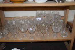 Quantity of assorted cut glass wine glasses and others