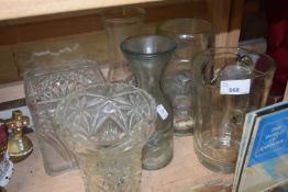 Quantity of glass ware to include a beer stein, jug and vases
