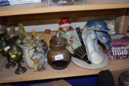 Mixed Lot: Dolphin figurines, vases etc