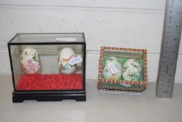 TWO CASES CHINESE EGG ORNAMENTS