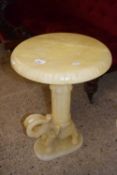 POLISHED STONE TABLE WITH ELEPHANT SHAPED SUPPORTS