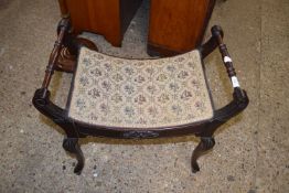 LATE 19TH CENTURY MAHOGANY STOOL WITH FLORAL UPHOLSTERED SEAT