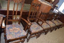 Set of six dark Ercol dining chairs
