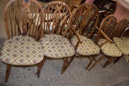 SET OF FIVE WHEEL AND STICK BACK KITCHEN CHAIRS