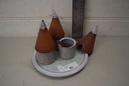 FRANK BERRY CONDIMENT SET FORMED AS OAST HOUSES