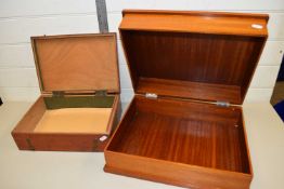 TWO WOODEN TABLE TOP BOXES