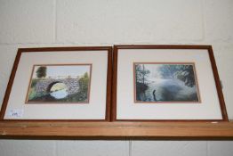 PAIR OF STUDIES, RIVER BRIDGE AND A RIVER SCENE (2)