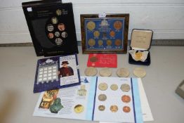 MIXED LOT VARIOUS BRITISH COMMEMORATIVE COINAGE TO INCLUDE FRAMED PRE-DECIMAL SET, YUGOSLAVIA