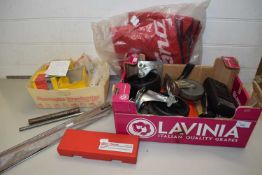BOX OF VARIOUS WORKSHOP CLEARANCE ITEMS TO INCLUDE TOOL BOX COVERS, ROLLER CAB WHEELS, CRAWLER BOARD