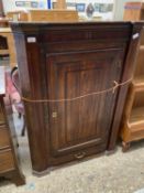 GEORGE III OAK AND INLAID CORNER CABINET WITH LATER BACK