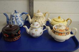 COLLECTION OF VARIOUS DECORATED TEA POTS