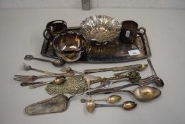 MIXED LOT VARIOUS SILVER PLATED WARES, CUTLERY, ETC