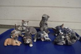 ROYAL COPENHAGEN WARES COLLECTION, VARIOUS ORNAMENTS, CATS AND PUPPIES (8)