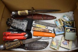 MIXED LOT VARIOUS POCKET KNIVES, VINTAGE BOXES OF MATCHES ETC