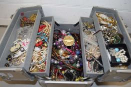 MODERN CANTILEVER BOX OF COSTUME JEWELLERY