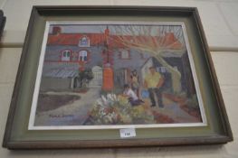 MURIEL INWOOD, TERRACED COTTAGE GARDEN, OIL ON CANVAS, FRAMED