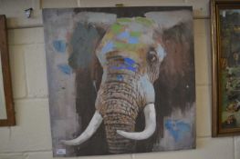 STUDY OF AN ELEPHANT, OIL ON CANVAS, UNFRAMED