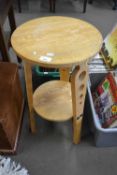 THREE LEGGED TWO TIER ROUND SIDE TABLE