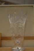 LARGE CUT GLASS VASE APPROX 32CM HIGH