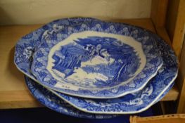 COPELAND SPODE ITALIAN SERVING PLATE TOGETHER WITH A RECTANGULAR DISH AND ANOTHER SIMILAR (3)