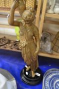 FIGURE OF A CLASSICAL MAIDEN WITH GILT PAINTED DECORATION, 57CM HIGH