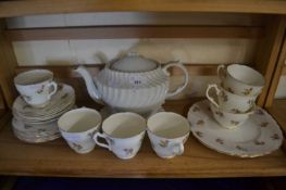 QUANTITY OF ADDERLEY FLORAL DECORATED BONE CHINA TEA WARES, TOGETHER WITH A CREAM TEA POT AND STAND