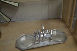 EPNS BREAKFAST SET OF TWO PRESERVE DISHES AND A SMALL TOAST RACK