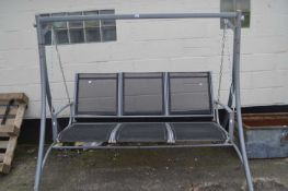 ALUMINIUM FRAMED AND CANVAS THREE PERSON SWING SEAT