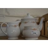 SADLER GARLAND THREE PIECE TEA SET CONSISTING OF TEA POT, MILK JUG, AND SUGAR BOWL