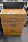 THREE DRAWER OFFICE CHEST OF DRAWERS, 45CM WIDE