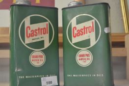 TWO VINTAGE CASTROL OIL CANS