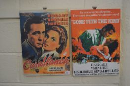 TWO REPRODUCTION MOVIE PRINTS ON CANVAS OF GONE WITH THE WIND AND CASASBLANCA, (2)