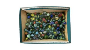 A large quantity of glass marbles.