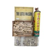 'The Little Mason' vintage boxed wooden architectural building blocks set, with a boxed set of