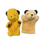 A pair of Sooty hand puppets with original tags, to include: - 1980s by Happy Child Toys - A Patsy B