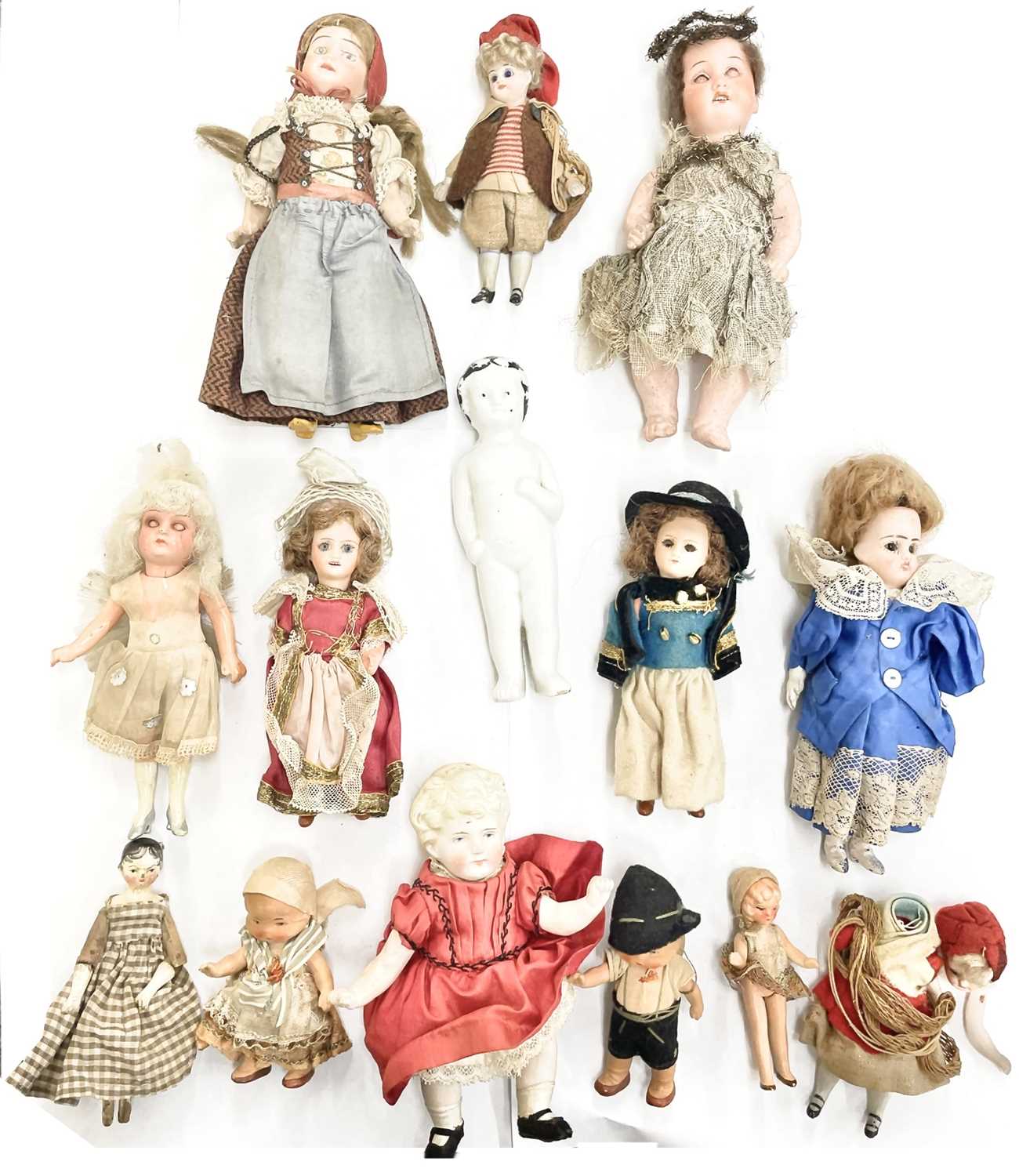 A collection of various miniature dolls, to include some named examples: - Armand Marseille -