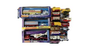 A collection of vintage boxed Matchbox vehicles, from the Superkings and 75 series