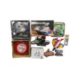 A mixed lot of Chinese clockwork and friction drive tin plate toys, to include: - A Boxed Flying